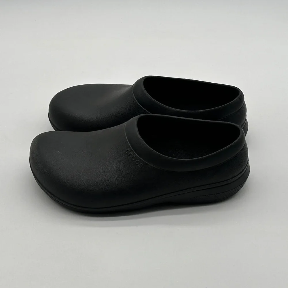 Crocs‎ Slip Resistant Shoes On The Clock Work Clogs Black Slip On Mens 8 W 10